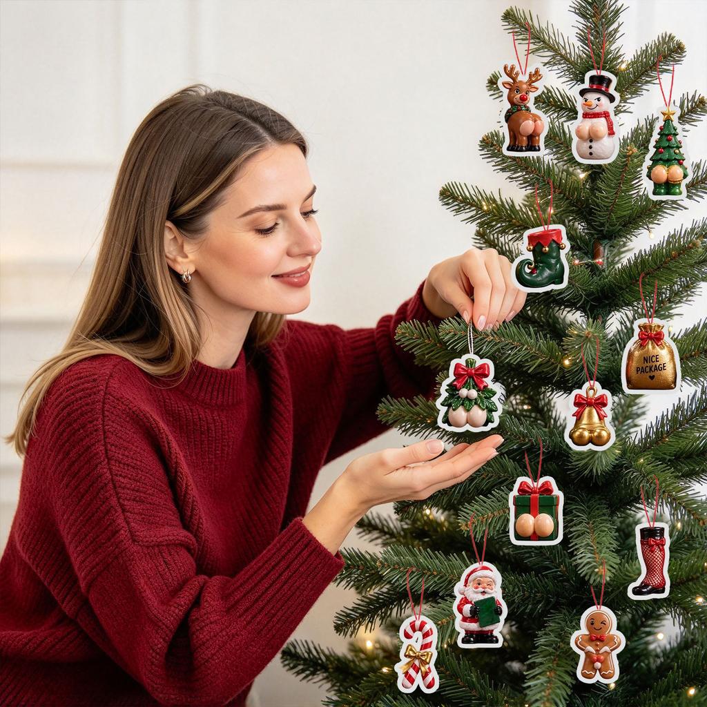 2D Flat Acrylic Christmas Hanging Ornaments for Holiday Party Decoration