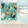 1pc Chicken Pattern Shower Curtain - Teal Background, Pink & Yellow Flowers, Detailed Feathers, Hand-Painted Look, 70.8x70.8"