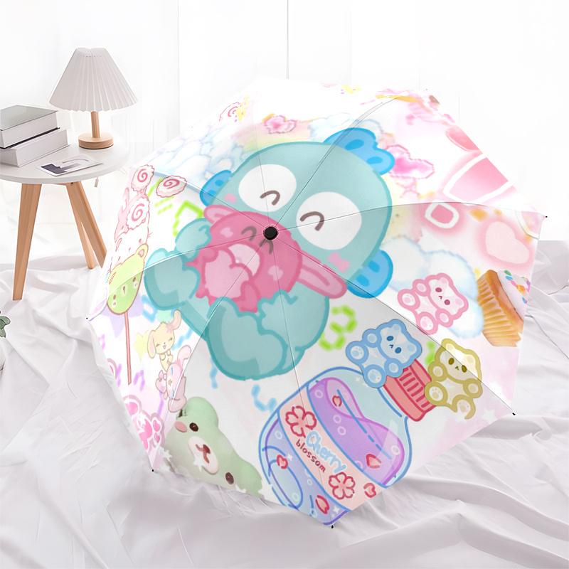 1pc Cherry Blossom Kawaii Umbrella - Automatic Open/Closed, Portable 3-Fold Design, 8-Bone Iron Frame Outdoor Umbrella, Perfect Festival Gift for Fans