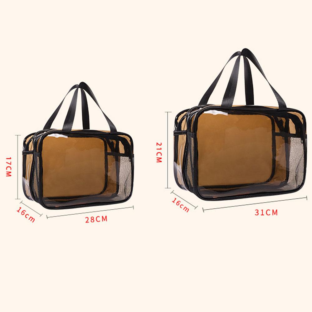 Bolsa de maquillaje transparente simple de doble capa impermeable resistente al desgaste separación seco húmedo bolsa de maquillaje bolsa de almacenamiento para lavado en el baño