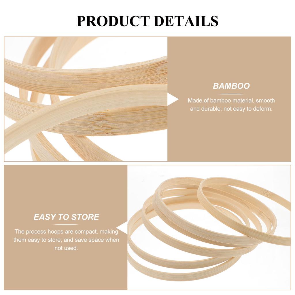 12Pcs 26Cm Round Bamboo Craft Rings Eco Friendly Dream Catcher Accessories for Macrame Lace Fabric Covering Home Decor