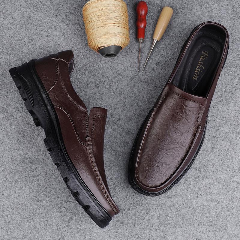 Fashion Genuine Leather Men's Loafers Non Slip Walking Flats Outdoor Slip On Flats Casual Shoes Work Office Driving Sneakers Moccasins