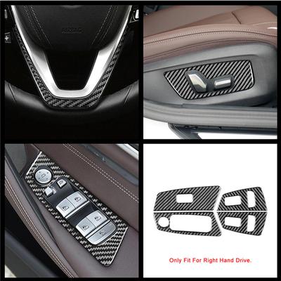 Dekorace rámu volantu z uhlíkových vláken pro BMW řady 5 G30 2018- RHD Styling vozu Tlačítka pro zvednutí okenního skla