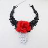 Mexicans Day of The Deads Costume Halloween Sugar Skull Roses Headband Headpiece Skull Hand Flower Lace Choker Necklace