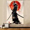 VIKAMA Anime Japanese Samurai Tapestry Ukiyoe Red Sun Male Dormitory Bedroom Wall Hanging Decorative Home Accessory