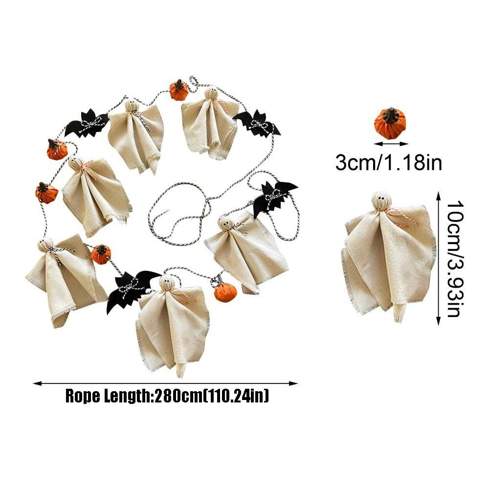 Pumpkin Halloween Decorations Banner Bat Halloween Flag Pulling Linen Ghosts Banner  Festival