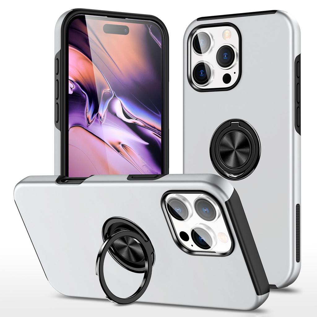 For iPhone 16 Pro Case Kickstand PC+TPU Phone Cover Magnetic Car Mount