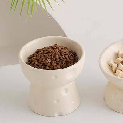 Creative Ceramic Drinking Water Food Tall Footed Bowl Anti Overturning Neck Protection Large Caliber, Cat Bowl Pet Supplies, 1Pc