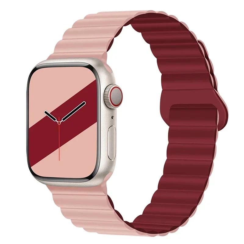 Magnetic Strap For Apple Watch Bands 45mm 38mm 49mm 40mm 42mm 41mm Silicone Sport Bracelet iWatch Series Ultra 9 6 5 7 8 Se 44mm