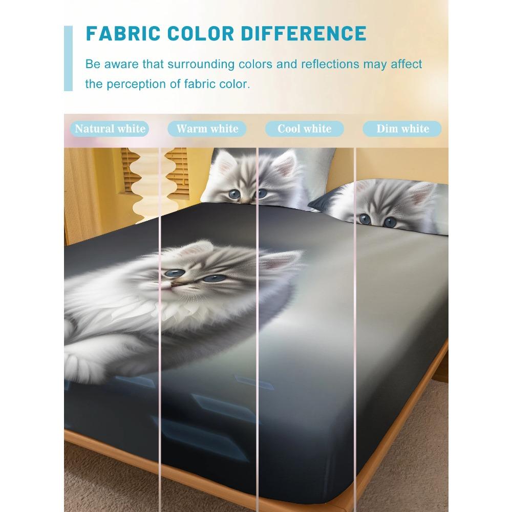 1 Cartoon Cute Animal Cat Digital Printed Frosted Fitted Sheet,bedroom Printed Bed Cover,bedding(No Pillowcase)