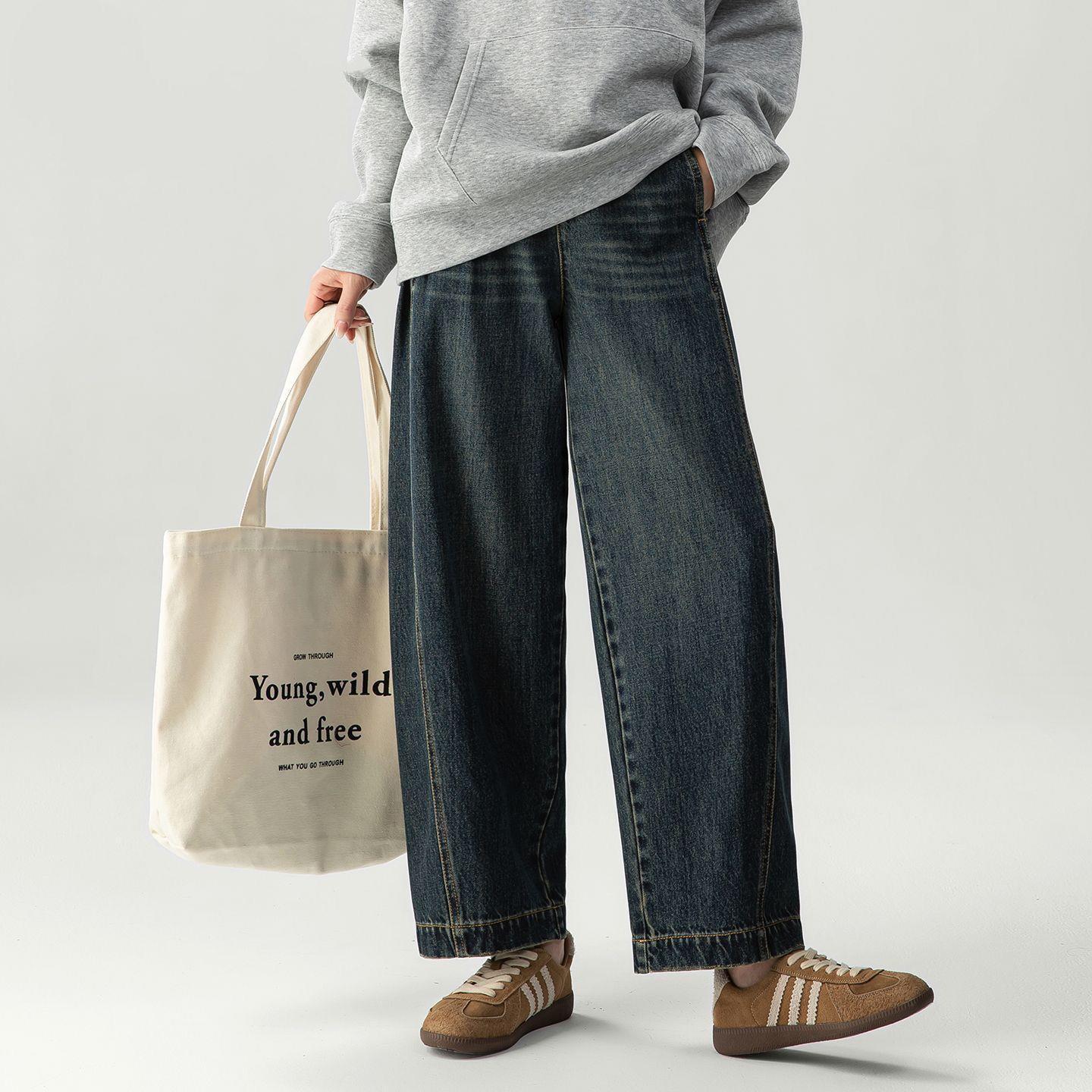 

2026 Spring Women s American-Style Wide-Leg Bleached Jeans for Pear-Shaped Bodies Size 29 [110-120 lbs]