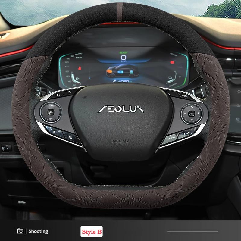 Suede D Type Ultra-thin Car Steering Wheel Cover For Dongfeng Aeolus Yixuan Max GS EV E70 Huge Haoji Interior Accessories