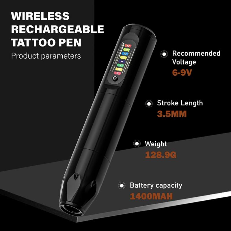 Wireless Tattoo Machine, Rotary Tattoo Pen,Unibody Tattoo Pen Rainbow Button Tattoo Supply for Tattoo Beginners