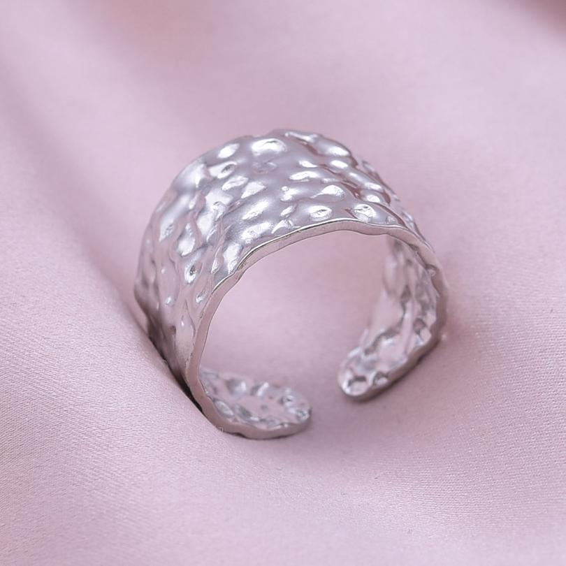 Chunky Unevenness Wide Ring Open Stainless Steel Rings For Women Men Accessories Indian Jewelry Vintage Finger Bague Femme Gift