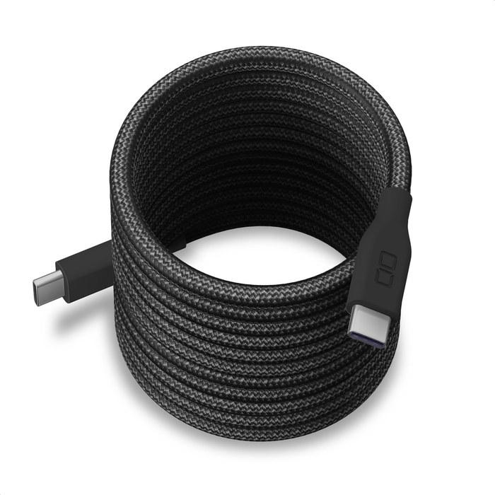 CIO Spiral Cable USB-C to C PD240W 480Mbps Fast Charge Magnetic Adsorption Shape Memory (2m, Light Black)