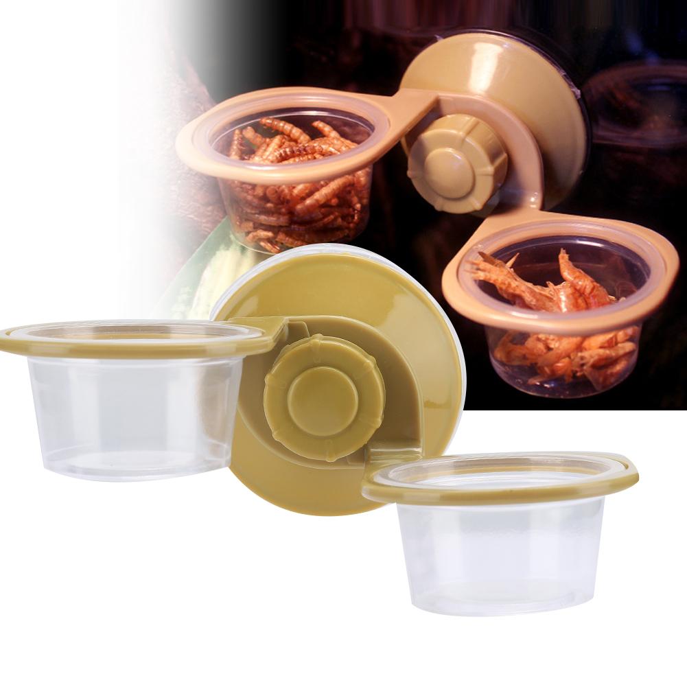 ABS Plastic Pet Reptile Suspension Food Feeder Fixed Hanging Water Breeding Bowl Feeding ToolDouble Bowl