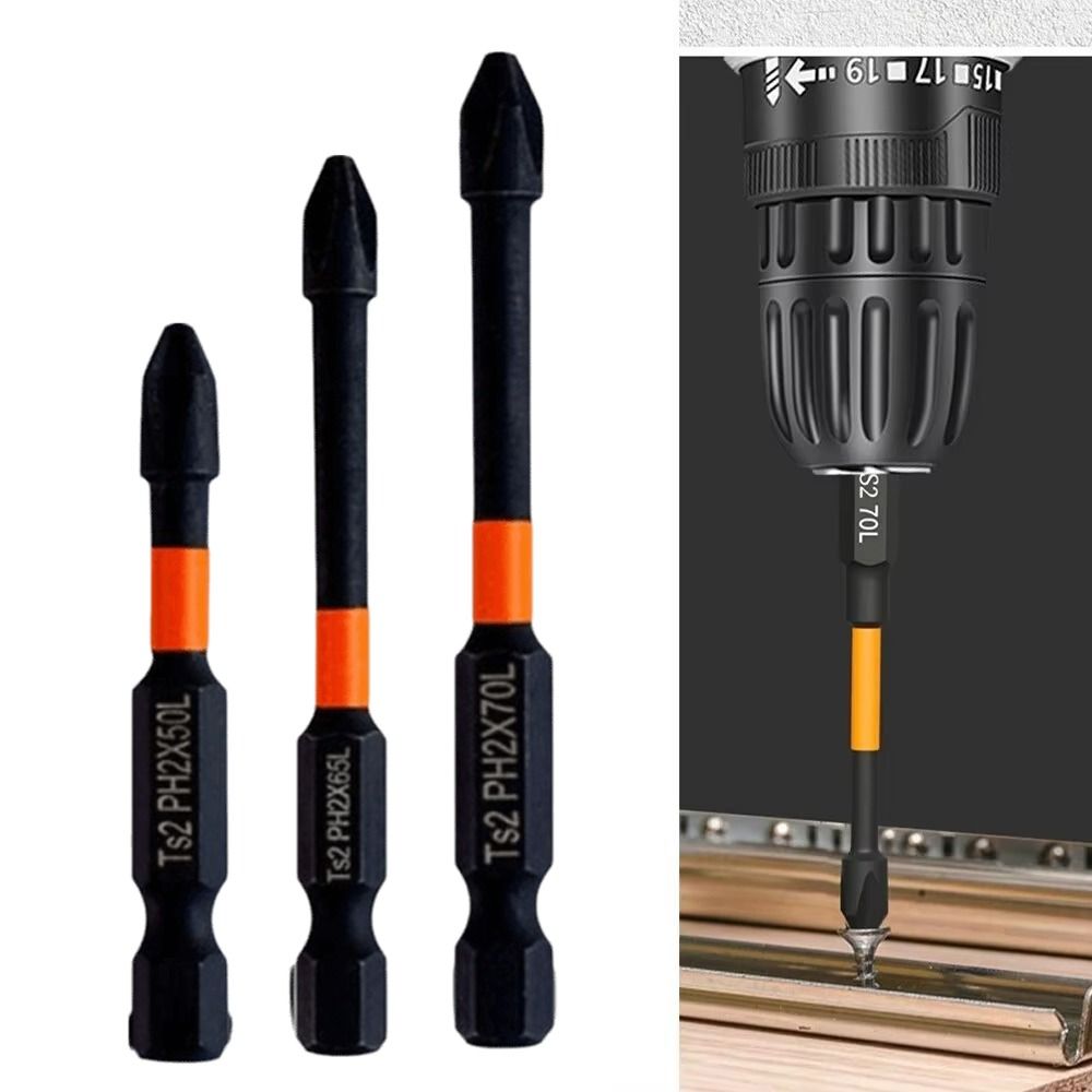 3PCS S2 Impact Screwdriver Bit 50-70mm Screwdriver Head Screwdriver Set Electric Tool Accessory