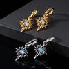 Natural Stone Moonstone Hoop Earrings for Men, Stainless Steel Star Moon Pendant Earring, Fashion Hiphop Jewelry Gift Waterproof