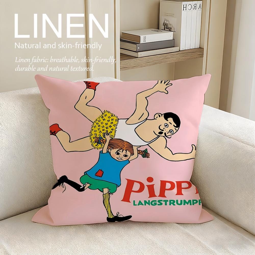 Classic Pippi Longstocking Cushion Cover Pillowcase Set Pcs x x Breathable Washable Sofa Cushion Cover