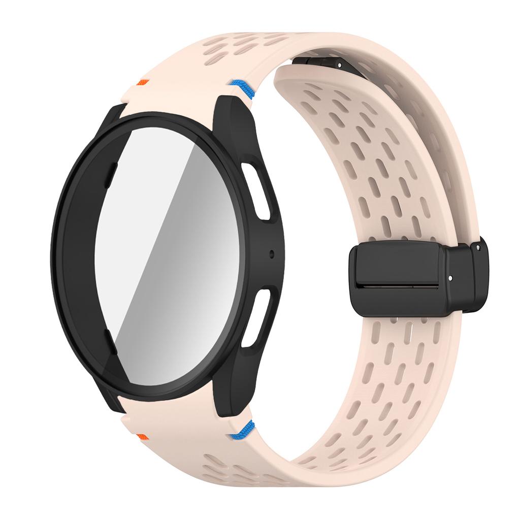 Case+Strap for Samsung Galaxy Watch 7 6 5 4 40/44mm Silicone Magnetic Band Tempered Glass Screen Film PC Protector Cover Bumper