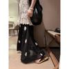 Women's White Embroidered Floral Maxi Skirt High Waist Lace Patchwork Long Skirt