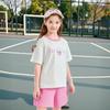 Girls' Round Neck Printed Short-Sleeved Top and Casual Shorts Set