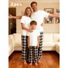 2026 New Year Family Coordinating Set,Short Sleeve Tops & High-Waist Plaid Long Pants,Holiday Celebrations
