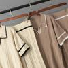 New Summer Polo Collar Short Sleeve Fashion Casual Loose Versatile Thin High Waist Knitted Suit Women
