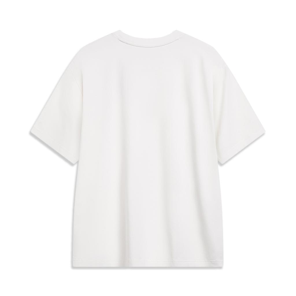Li Ning Sports Lifestyle Series American Casual Versatile Letter Logo Printed Round Neck Short Sleeve T-Shirt Unisex Tops Off-White AHSU793-2