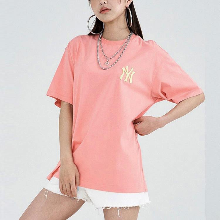 MLB T Shirts Unisex Pink Crew Neck Moderate Straight Fit 3ATSE1223-50COL