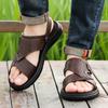 Fashion Business Summer Sandals Classic and Comfortable Gentleman Style Office Work Outdoor Quality Walking Shoes Gray and Brown