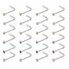 Curved Stainless Steel Rhinestone Nose Studs, L-Shaped Piercing Jewelry, 10-Pack