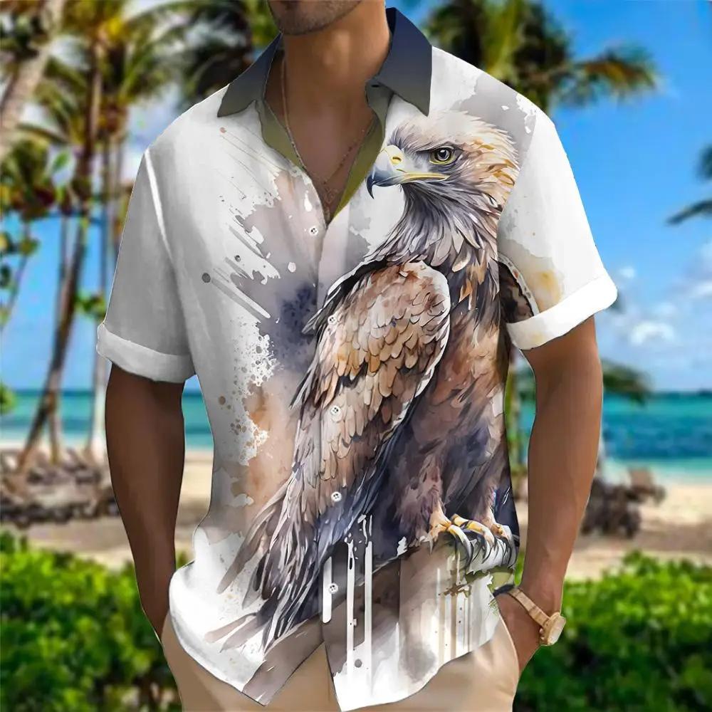 Hawaiian Men's Shirt Animal Print Summer New And Women's Lion Pattern Short Sleeve Loose Large Breathable Top