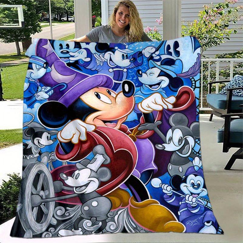 1pc Mickey Mouse and Minnie Flannel Throw Blanket - Soft, Cozy, And Versatile For All Seasons - Perfect For Couch, Bed, Office, And Travel C