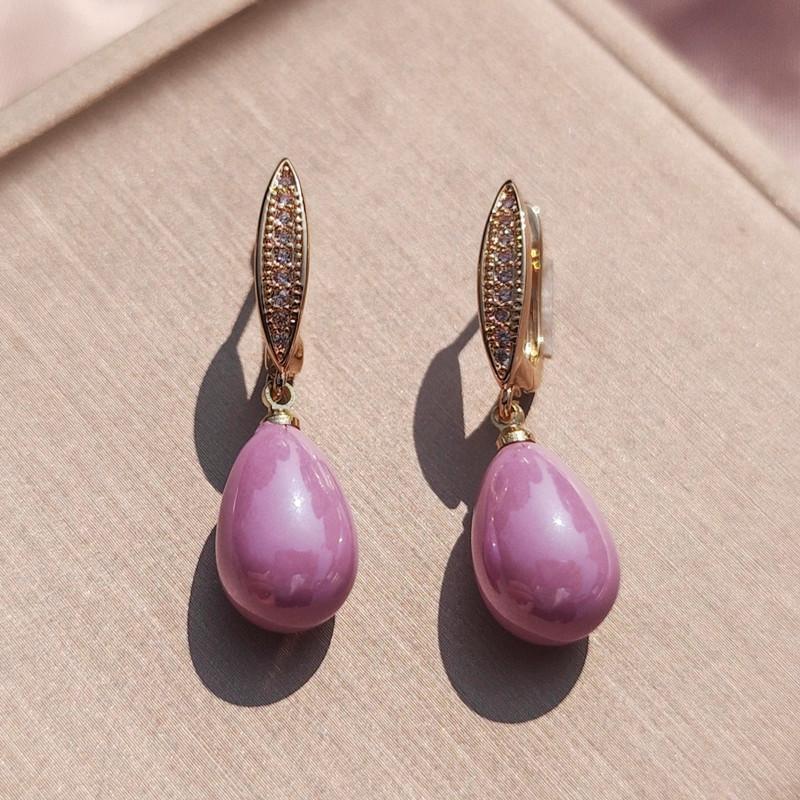 

Корейские модные фиолетовые серьги-капли в форме капли с искусственным жемчугом для женщин, модные серьги с цирконом, ювелирные изделия, аксессуары для вечеринок фиолетовый