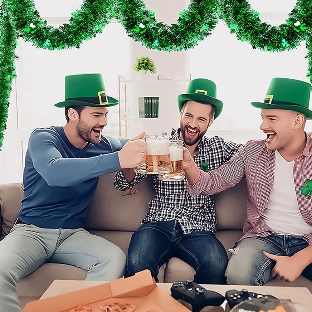 St. Patrick's Day Green Woolen Strips Festival Party Atmosphere Decoration Irish Clover Pendant 2025