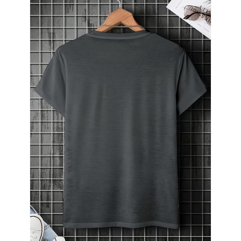 Comfortable Crew Neck Short Sleeve Sports T-shirt Men's Fashionable Athletic Mountain Print Versatile for Summer Spring Shirt