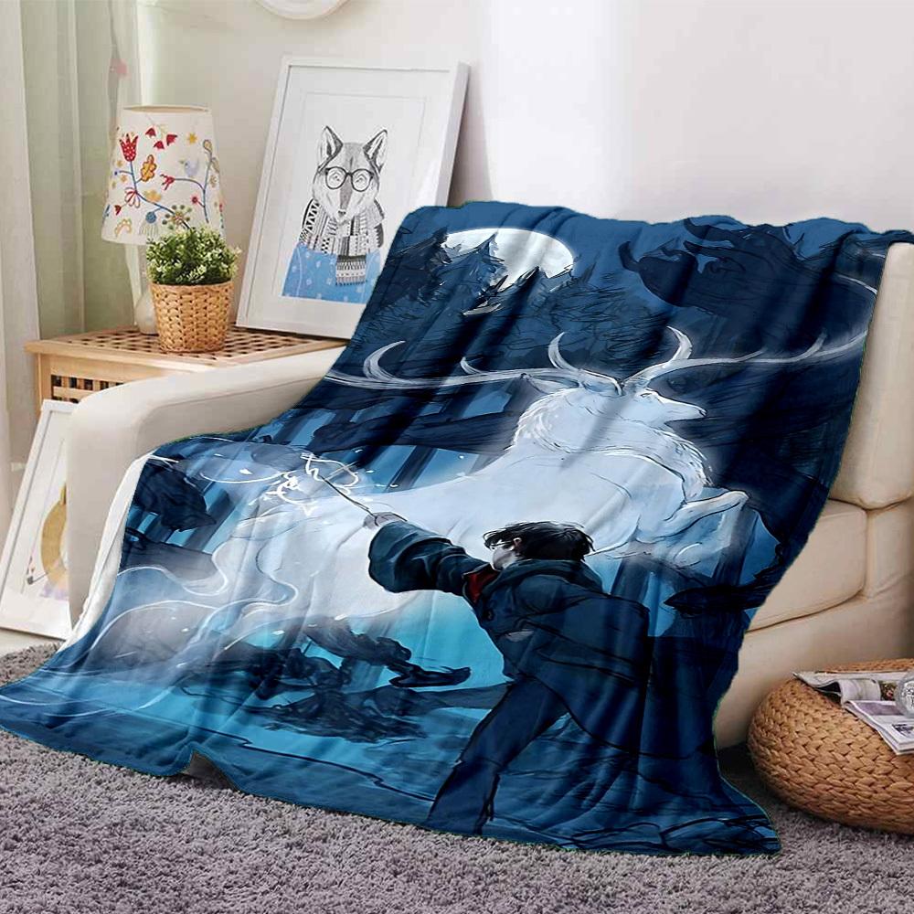 

1pc Deer and Harry Potter Flannel Blanket Soft Warm Throw for Home, Office, Travel, All-Season Cozy Bedding GiftL1061 80cmx120cm(31inx47in)