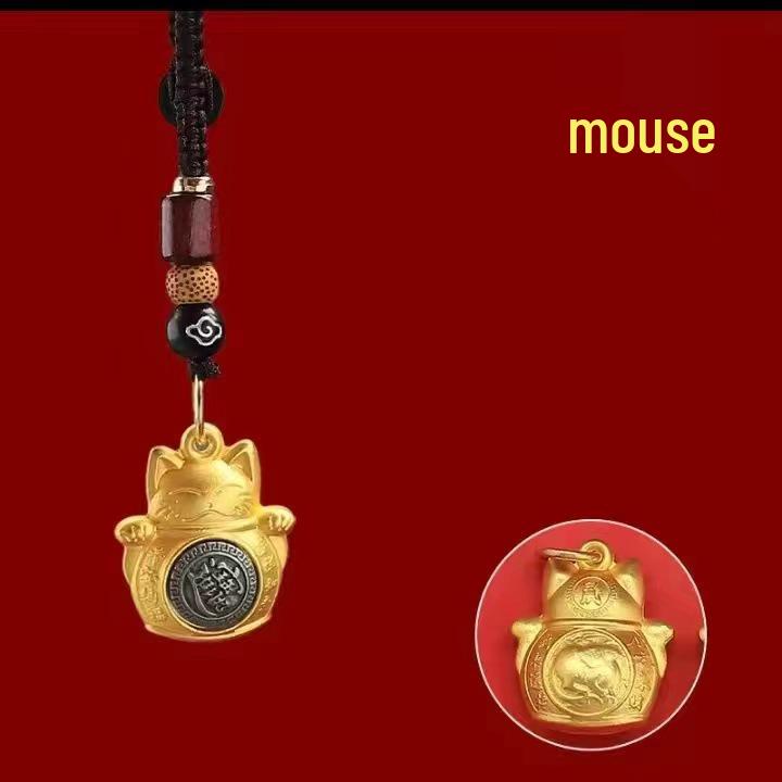 Zodiac Dragon, Horse & Monkey Keychain: Lucky Cat Spinner Charm