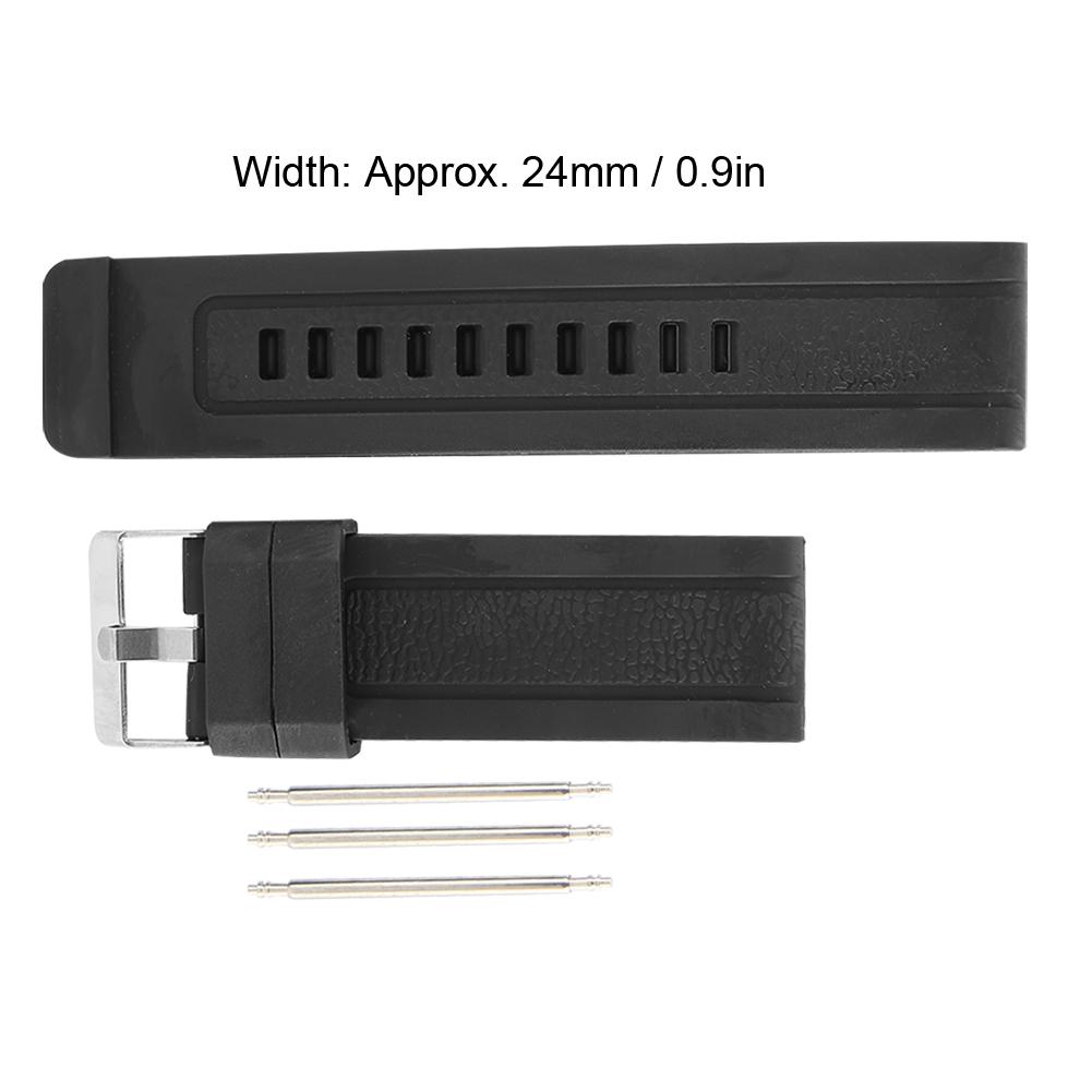24mm Watch Band Silicone Pin Buckle Watch Strap Sports Wristwatch Accessory