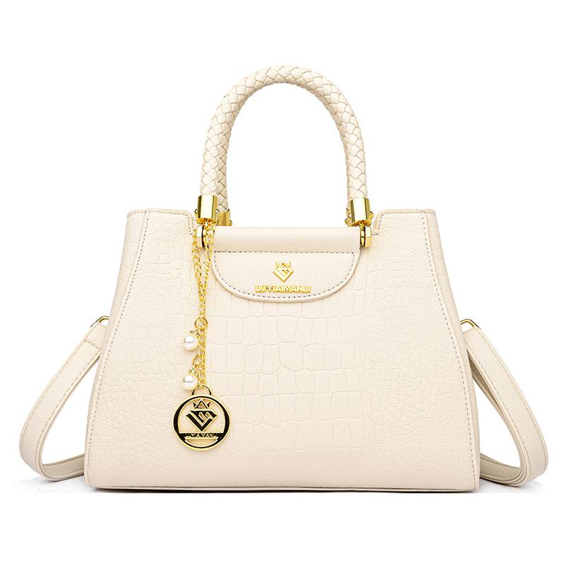 

Летняя сумка высокой моды, женская новая ретро-сумка, простая и универсальная сумка через плечо большой вместимости one size fits all бежевый