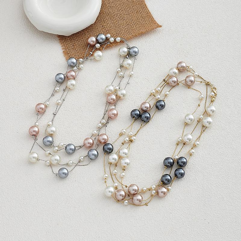 Collar Largo Multicolor de Perlas de 170cm Cadena para Suéter (NL012)