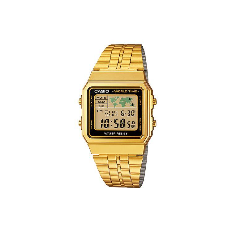 Casio Youth Series Metal Square Classic Retro Square Watch Quartz Movement Stainless Steel Strap Men watches Gold A500WGA-1 Gold Dial