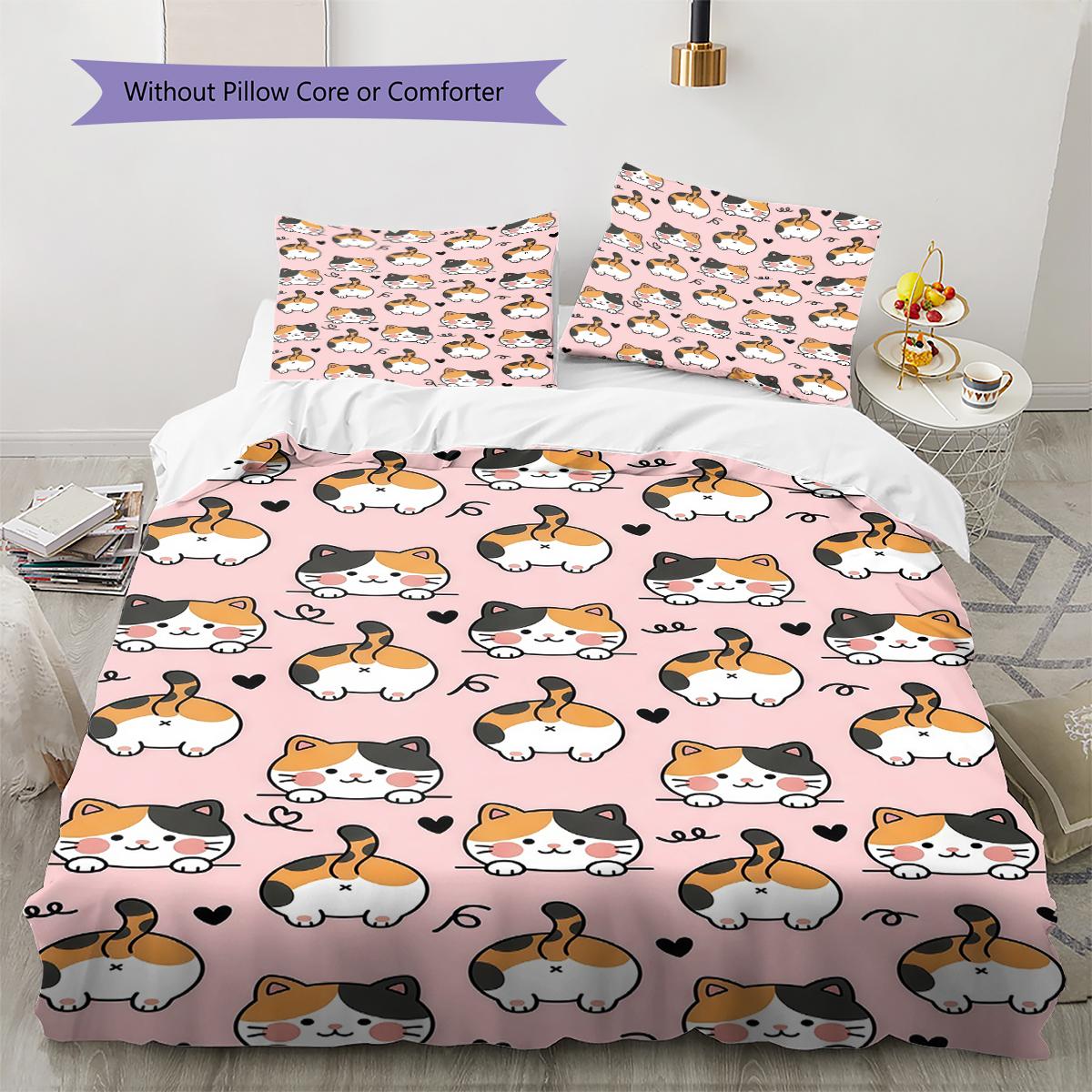 

Pink Cartoon Art Pattern Bedding,Quilt Set Quilt Cover Pillowcase Home Birthday Gift (1 * duvet cover + 2 * pillowcase, without core) 135x200cm