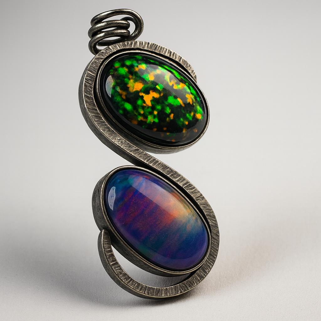 Natural Opal Pendant 38 ct Brazilian 925 Sterling Silver Oval October Birthstone for Gem Collections
