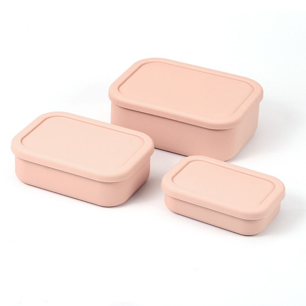 Silicone Lunch Box 3 Size Fresh-keeping Case Reusable Lunch Container  Students Adult