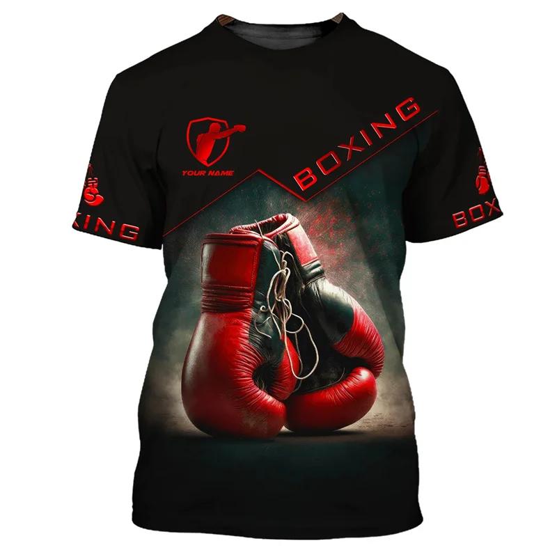 Summer Loose Casual Plus Size Men's Short Sleeved T-shirt Boxing Pattern Print Fashionable Daily Comfortable T-shirt