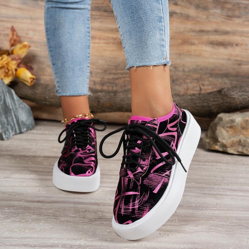Fashion Women's Shoes 2025 Front Lace-up Women's Vulcanize Shoes Hot Sale Color Matching Head New Plus Size Comfortable Casual Shoes