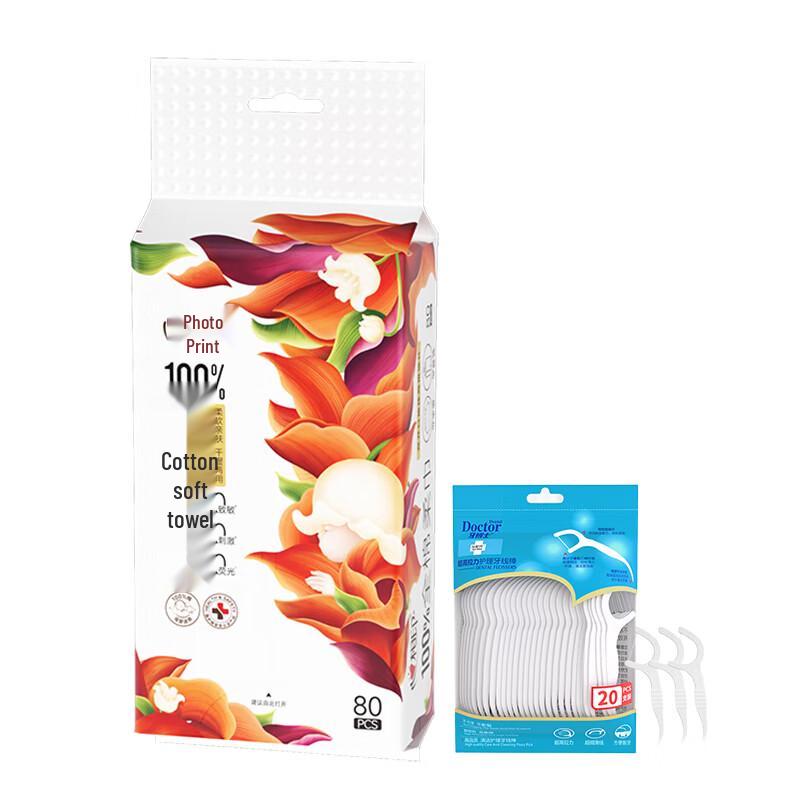 Dr. Ya Dental Floss Picks & Tempo Cotton Tissues Bundle