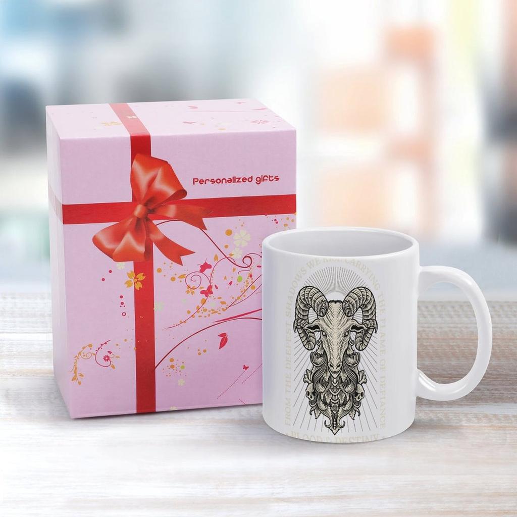 11oz White Ceramic Coffee Mug with Smooth Handle, Double-Sided Print and Glossy Body for Hot Drinks and Daily Use